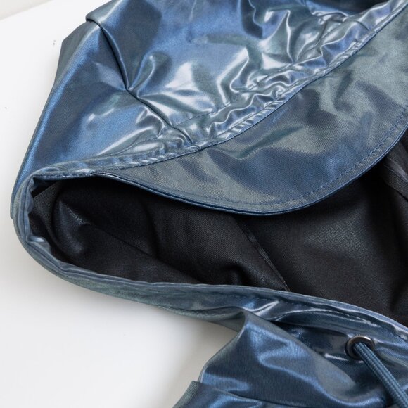 RAINS A-Line Waterproof Hooded Rain Jacket in Sonic Blue Metallic XS - Picture 7 of 15